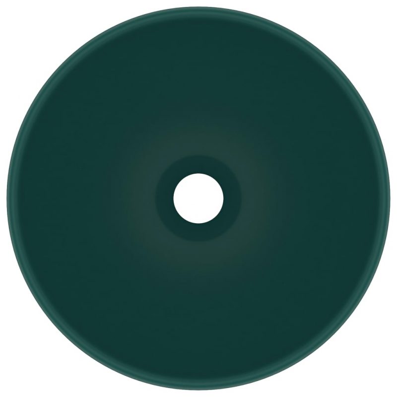 Razkošen umivalnik okrogel mat temno zelen 32