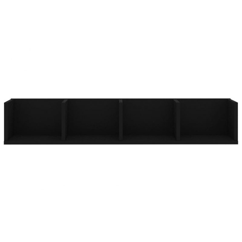 Stenska polica za CD plošče črna 100x18x18 cm iverna plošča
