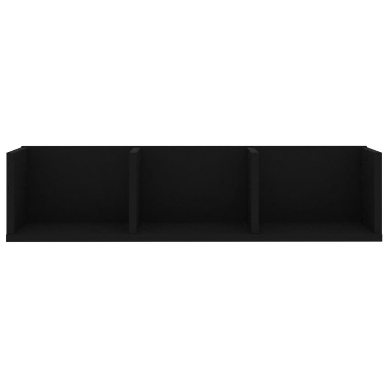 Stenska polica za CD plošče črna 75x18x18 cm iverna plošča