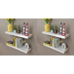 Stenske police 4 kosi 60 cm bele barve