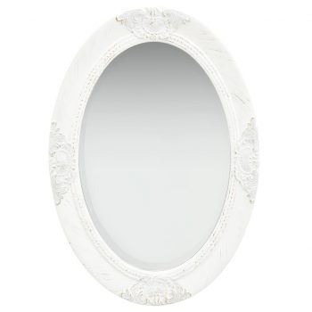 Stensko ogledalo v baročnem stilu 50x70 cm belo