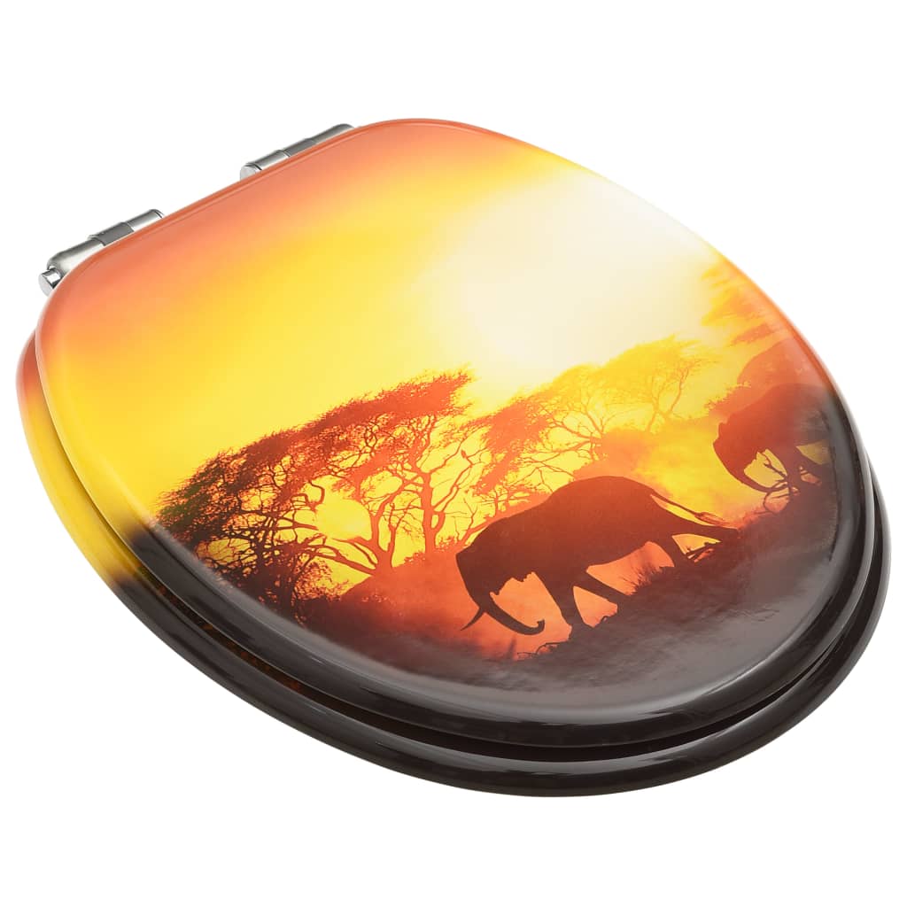 Deska za WC školjko s pokrovom 2 kosa mediapan dizajn savane