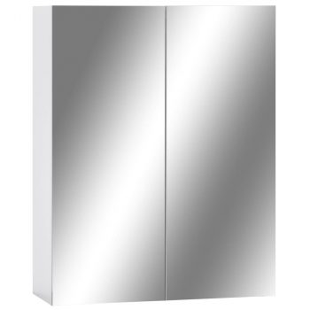 Kopalniška omarica z ogledalom bela 60x15x75 cm MDF