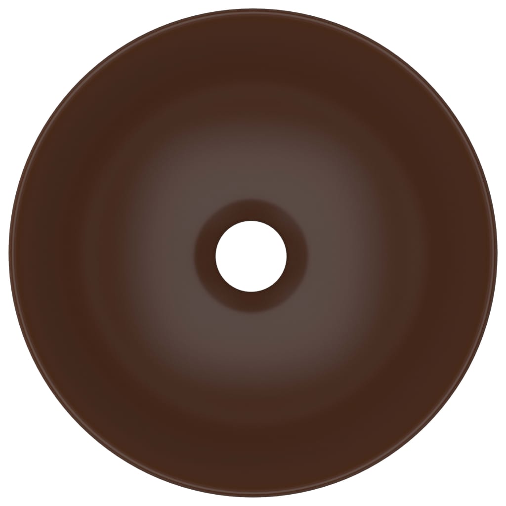 Kopalniški umivalnik keramičen temno rjav okrogel