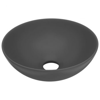 Kopalniški umivalnik keramičen temno siv okrogel