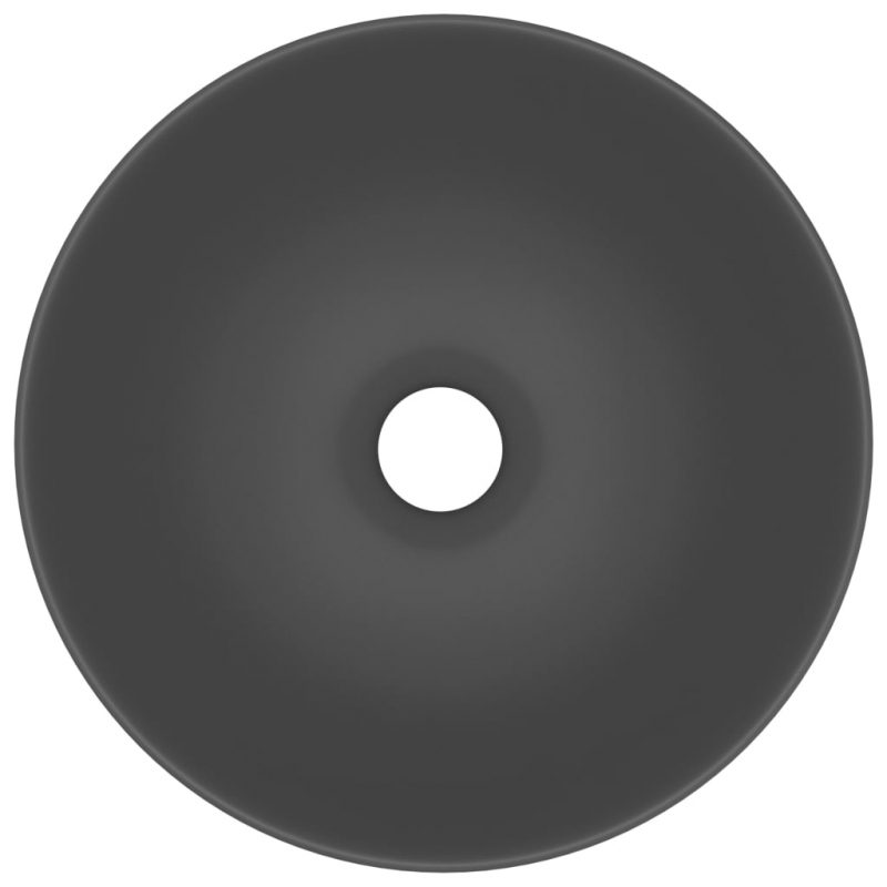 Kopalniški umivalnik keramičen temno siv okrogel