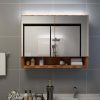 LED kopalniška omarica z ogledalom hrast 80x15x60 cm MDF