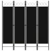 Paravan 4-delni črn 160x180 cm