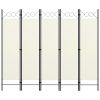 Paravan 5-delni kremno bel 200x180 cm