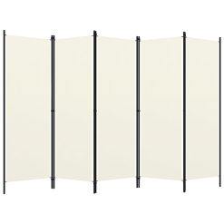 Paravan 5-delni kremno bel 250x180 cm