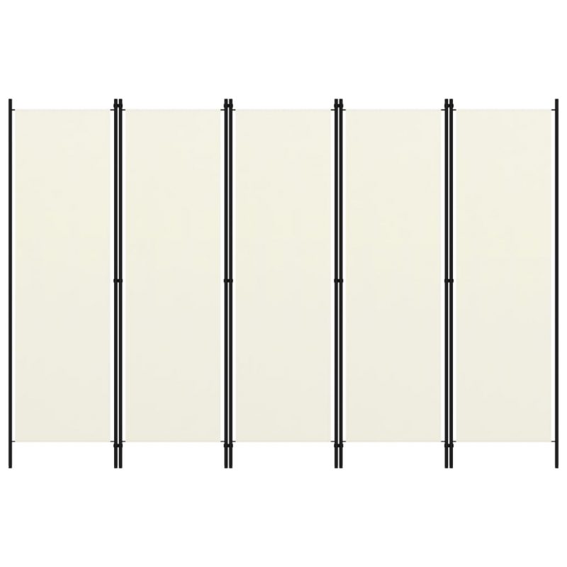 Paravan 5-delni kremno bel 250x180 cm