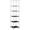 Polica 6-nadstropna črna 40x40x160 cm kaljeno steklo