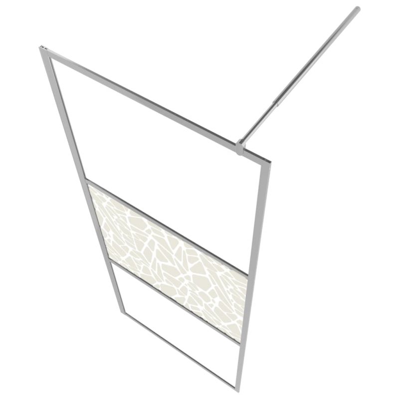 Pregrada za tuš ESG steklo s kamnitim dizajnom 140x195 cm