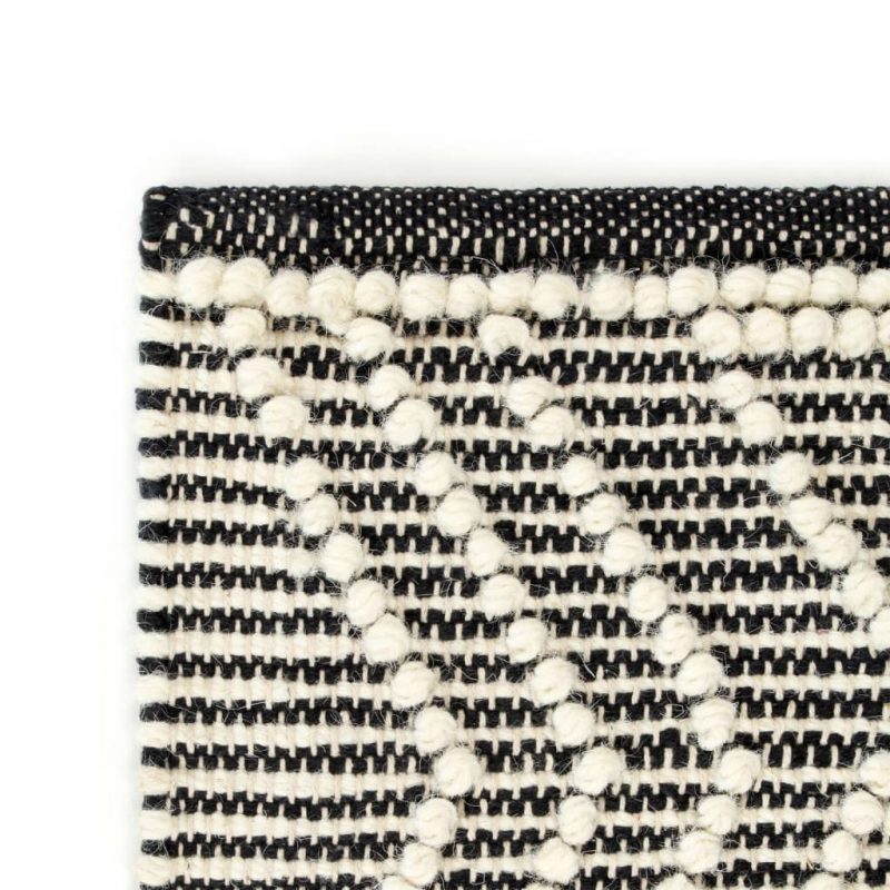 Preproga ročno tkana iz volne 140x200 cm črno/bela