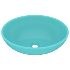Razkošen umivalnik ovalen mat svetlo zelen 40x33 cm keramičen