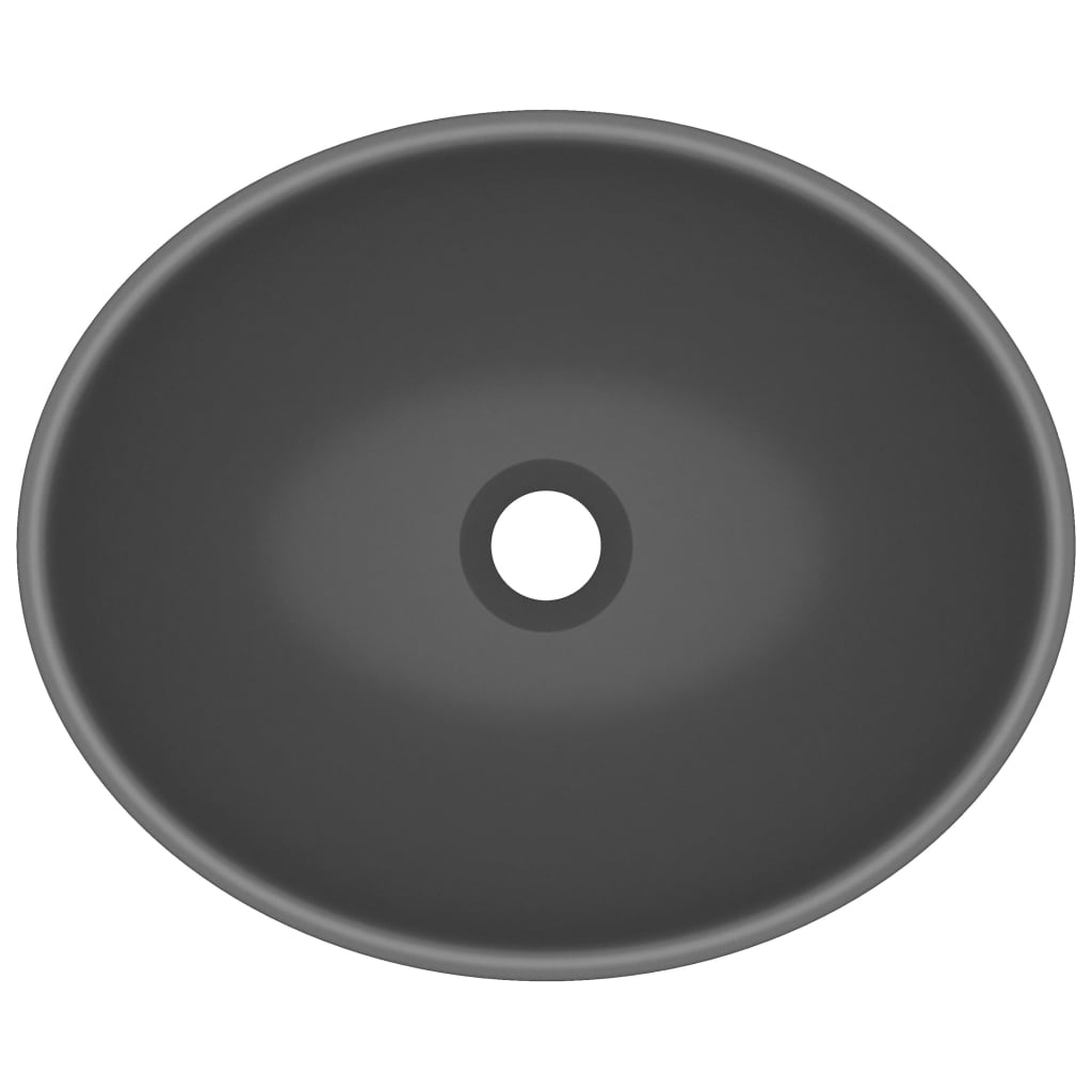 Razkošen umivalnik ovalen mat temno siv 40x33 cm keramičen