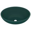 Razkošen umivalnik ovalen mat temno zelen 40x33 cm keramičen