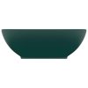 Razkošen umivalnik ovalen mat temno zelen 40x33 cm keramičen