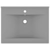 Razkošen umivalnik z luknjo mat svetlo siv 60x46 cm keramičen