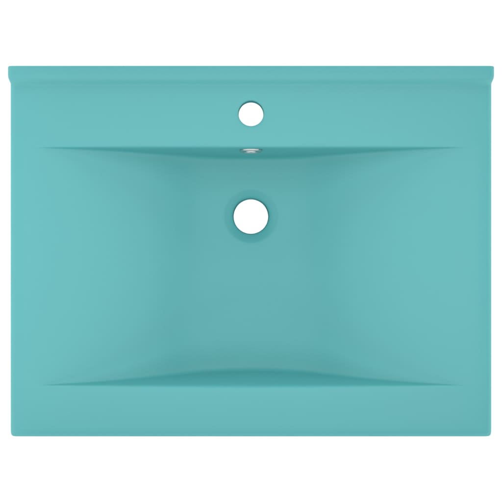 Razkošen umivalnik z luknjo mat svetlo zelen 60x46 cm keramičen