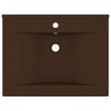 Razkošen umivalnik z luknjo mat temno rjav 60x46 cm keramičen