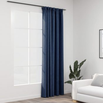 Zatemnitvena zavesa z obešali videz platna modra 290x245 cm