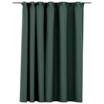 Zatemnitvena zavesa z obešali videz platna zelena 290x245 cm
