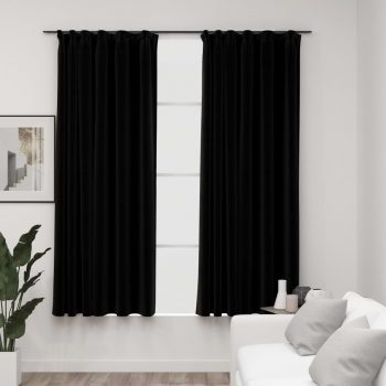 Zatemnitvene zavese z obešali 2 kosa črne 140x175 cm