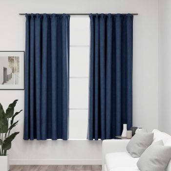 Zatemnitvene zavese z obešali 2 kosa modre 140x175 cm