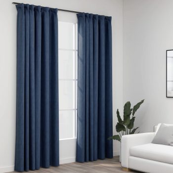 Zatemnitvene zavese z obešali 2 kosa modre 140x245 cm