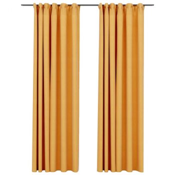 Zatemnitvene zavese z obešali 2 kosa rumene 140x225 cm
