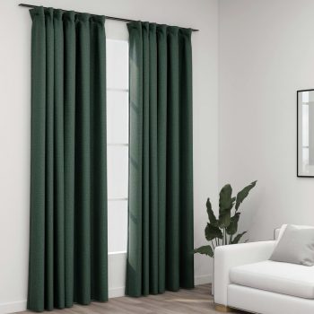Zatemnitvene zavese z obešali 2 kosa zelene 140x225 cm