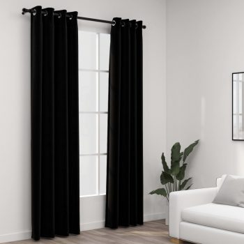 Zatemnitvene zavese z obročki 2 kosa črne 140x225 cm