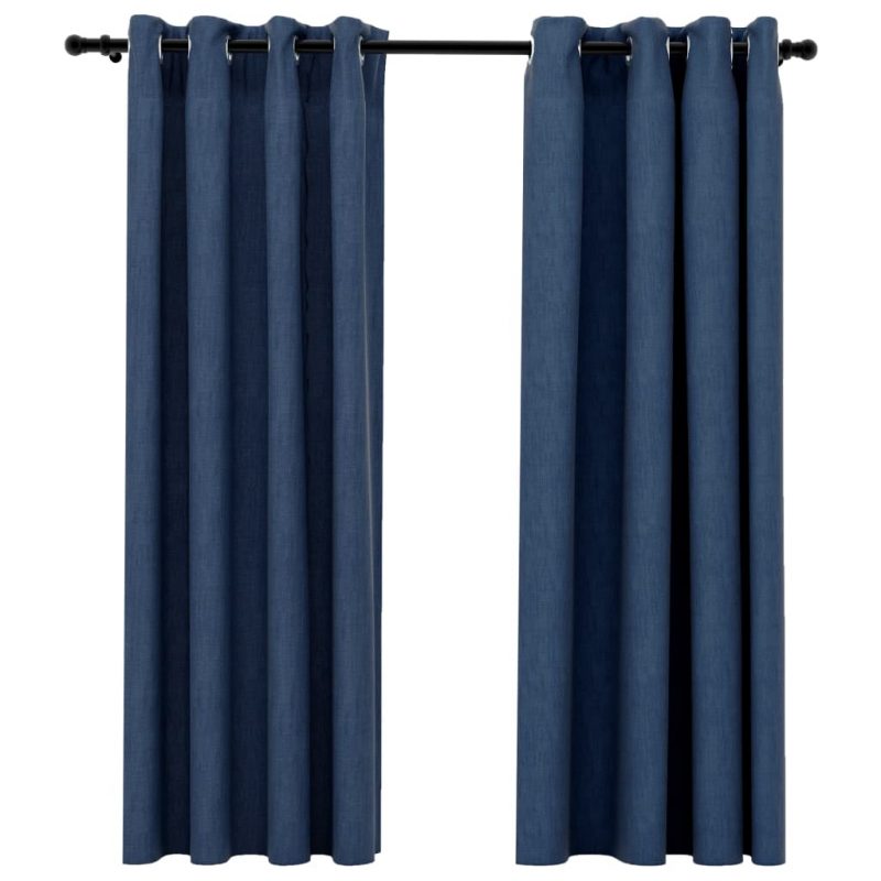 Zatemnitvene zavese z obročki 2 kosa modre 140x175 cm