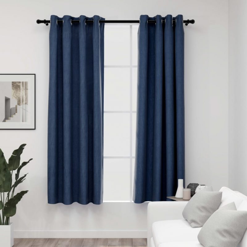 Zatemnitvene zavese z obročki 2 kosa modre 140x175 cm
