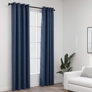 Zatemnitvene zavese z obročki 2 kosa modre 140x245 cm