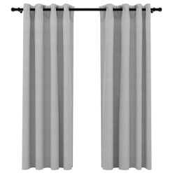Zatemnitvene zavese z obročki 2 kosa sive 140x175 cm