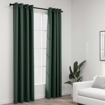 Zatemnitvene zavese z obročki 2 kosa zelene 140x245 cm