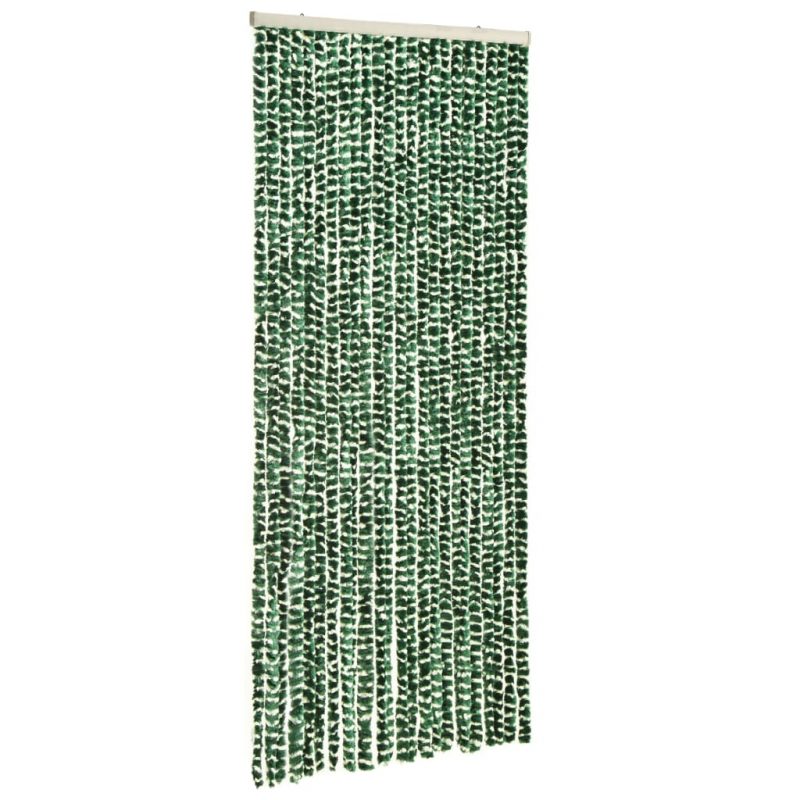 Zavesa proti mrčesu zelena in bela 90x220 cm šenilja