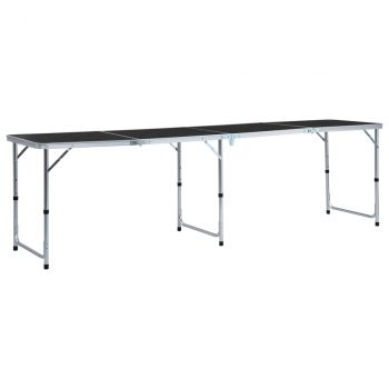 Zložljiva miza za kampiranje siva iz aluminija 240x60 cm