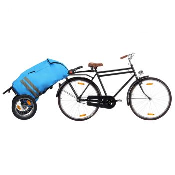 Zložljiva tovorna kolesarska prikolica s torbo modra in črna