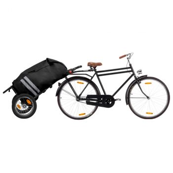 Zložljiva tovorna kolesarska prikolica s torbo za živila črna