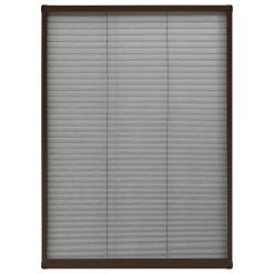 Plise komarnik za okna aluminij rjav 80x120 cm