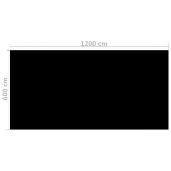 Pravokotno pokrivalo za bazen 1200x600 cm PE črno