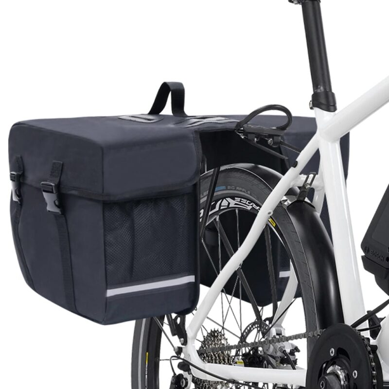 Dvojna kolesarska torba za zadnji prtljažnik vodotesna 35L črna
