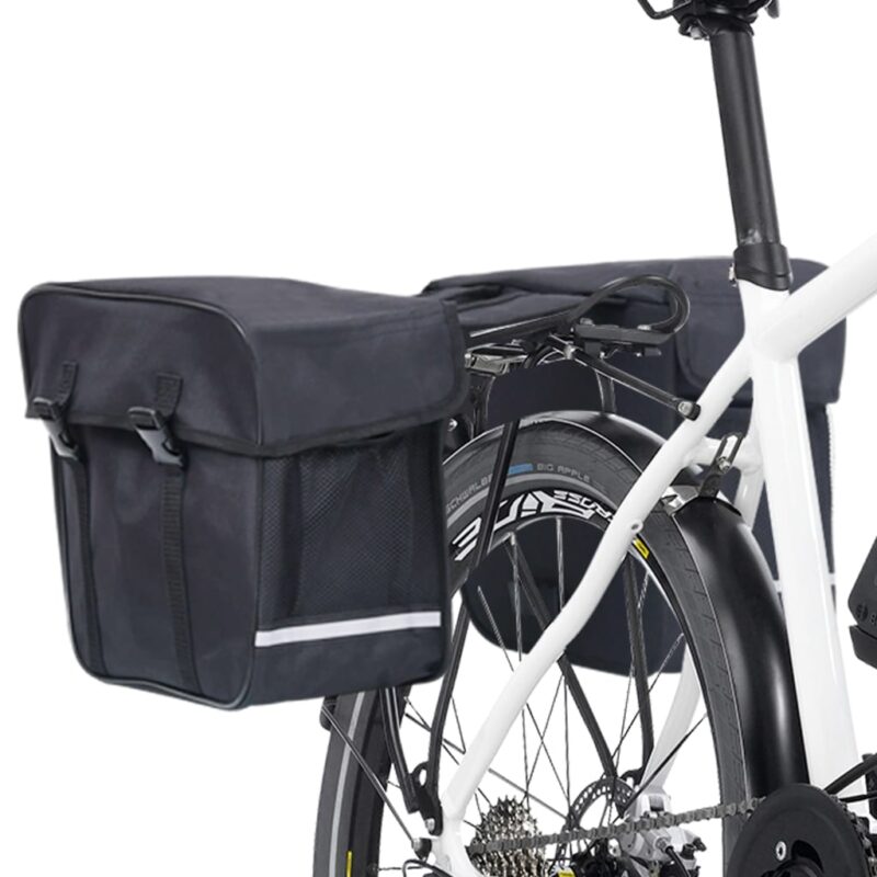 Dvojna kolesarska torba za zadnji prtljažnik vodotesna 35L črna