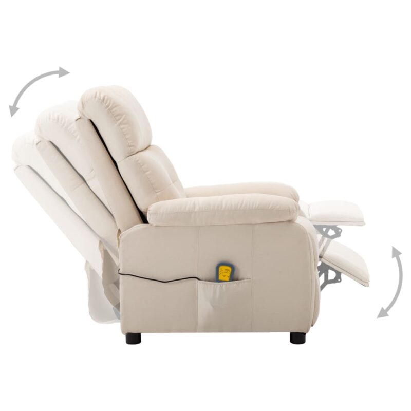 Električni masažni fotelj krem blago