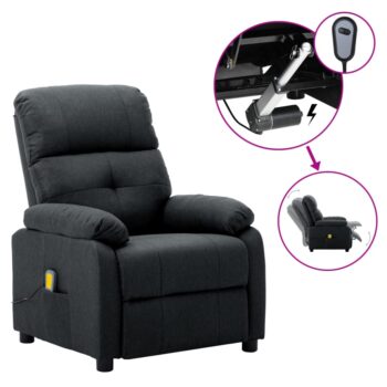Električni masažni fotelj temno sivo blago