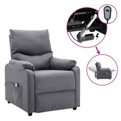 Električni masažni naslanjač svetlo sivo blago