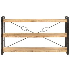 Knjižna omara 3-nadstropna 140x30x80 cm trden mangov les